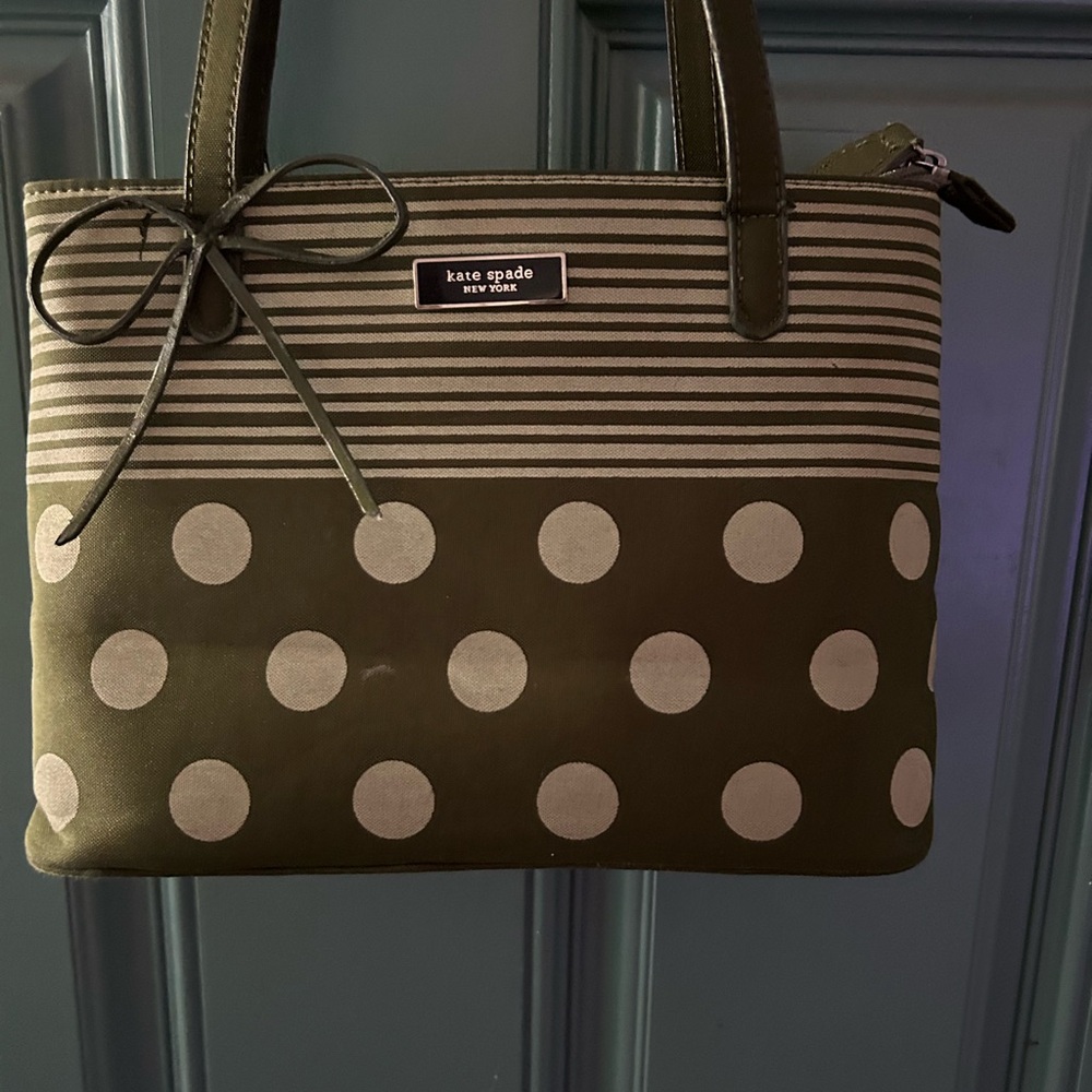 Kate Spade Green Tote Bag with Polka Dot Design